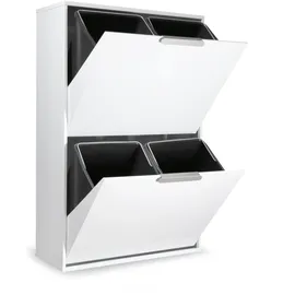 ARREGUI Ecoclas CR601-E Recycling Abfalleimer / Mülleimer aus Stahl, Mülltrennsystem mit entnehmbaren Inneneimern aus Kunststoff mit Griff weiß