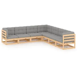 vidaXL Garten-Lounge-Set 7-tlg. Kiefer grau