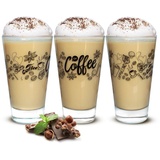 Sendez Latte-Macchiato-Glas 6 Latte Macchiato Gläser 310ml Kaffeegläser Teegläser, Aufdruck-Schwarz