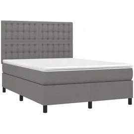 vidaXL Boxspringbett 140 x 200 cm Dunkelgrau
