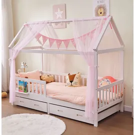 ALAVYA HOME 4 tlg. Deko-Set Polyester 150x340cm - mit Lichterkette I Rosa - Rosa