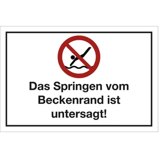 WANDKINGS Hinweisschild - Das Springen vom Beckenrand ist untersagt! - stabile Aluminium Verbundplatte - Wähle eine Größe - 20x15 cm