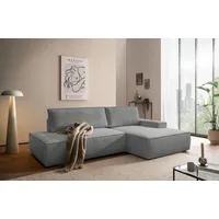 OTTO home Ecksofa SHERWOOD Cord Schlafsofa in L-Form offen (275cm), Schlaffunktion und Bettkasten, Kedernaht, hoher Sitz- & Liegekomfort grau