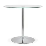 Esstisch Rund Glas | Küchentisch mit Metallfuß | Glastisch für 3-4 Personen | Modernes Design | 90x90x74 cm | YOUPI Kollektion | Kadima Design