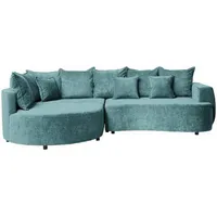 Carryhome Ecksofa, Türkis, Textil, 3-Sitzer, Füllung: Schaumstoff, Ottomane links, L-Form, 307x194 cm, Stoffauswahl, seitenverkehrt erhältlich, Schlafen auf Sitzhöhe, Wohnzimmer, Sofas & Couches, Wohnlandschaften, Ecksofas