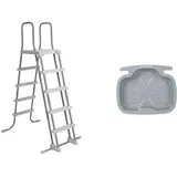 Intex Deluxe Pool Ladder - Poolleiter - Schwimmbadleiter - Sicherheitsleiter - 122-132 cm (Poolhöhe) + Pool Foot Bath - Poolzubehör - Pool Fußbad - 56 x 46 x 9 cm