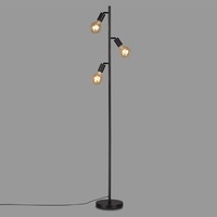 Briloner Leuchten Stehlampe schwenkbar, 3x E27, inkl. Kabelschalter, Retro, Vintage, Schwarz, 220x1.600mm (DxH), 1387-035