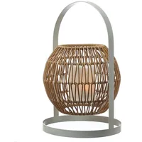MARELIDA LED Solar Laterne mit Kerze Boho Rattan Korboptik Terassenleuchte 37cm