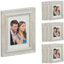 Relaxdays 10er Set, Bilderrahmen 13x18 cm Beige