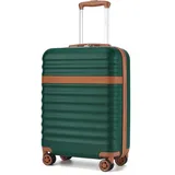 KONO Handgepäck Koffer Trolley Koffer Reisekoffer leicht aus ABS+PC mit 4 Rollen Hartschalenkoffer TSA Schloss (Dunkelgrün/Braun,M)