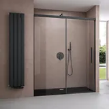 doporro Duschtür Nischentür dusche Duschabtrennung Duschkabine 140x195cm Duschwand schwarz ESG-Sicherheitsglas Duschabtrennung Soft-Close Klarglas inkl. Nano-Beschichtung Te...