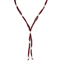 VIVANCE Perlenkette lustrous pearls Rot / Edelstahl