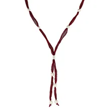 VIVANCE Perlenkette lustrous pearls Rot / Edelstahl