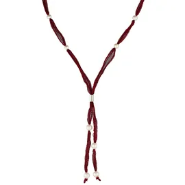 VIVANCE Perlenkette lustrous pearls Rot / Edelstahl