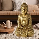 Boltze Wohndekoration Buddha Figur Wohnzimmer Dekofigur, Skulptur Asiatisch, Kunstharz gold, LxBxH 12x10x20 cm