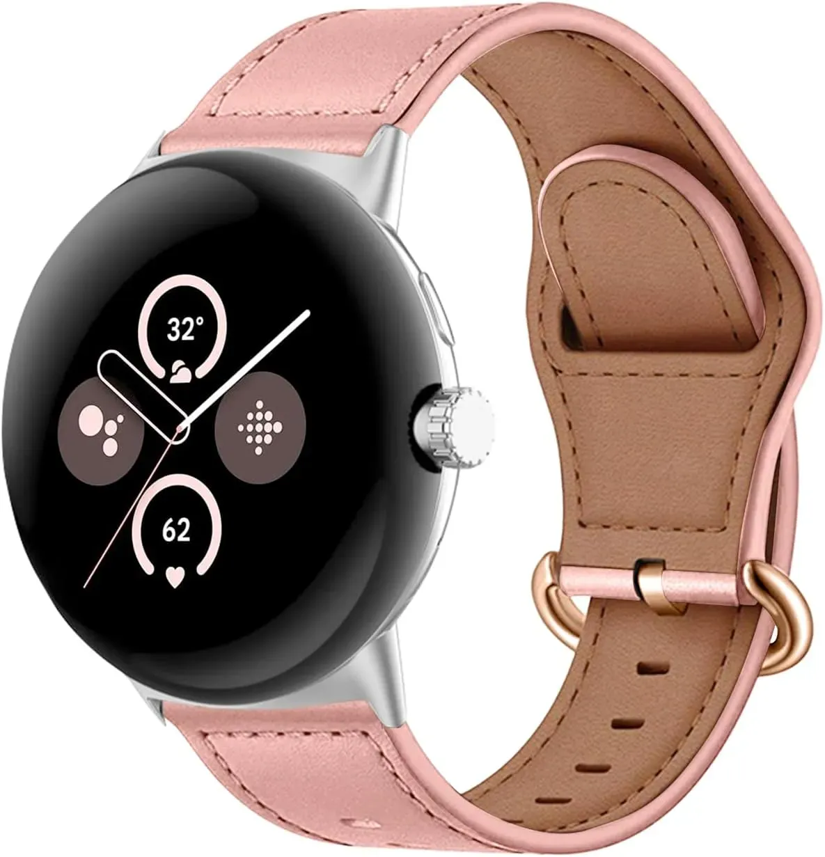 Strap-it Google Pixel Watch 4 (41mm) Armband Leder für Google Pixel Watch 4  - 41mm - Rosa - Schnallenverschluss