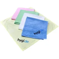 MEGA Clean Professional Stretch light Microfasertuch, 40 x 40 cm 022 + Logo , Farbe: blau, mit hygi.de Logo