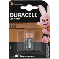 Duracell CR123A Photobatterie CR123 A Lithium Batterie DL123A, Abmessungen 34,5 x 17mm
