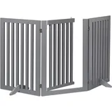 Relaxdays Absperrgitter, HxB: 70 x 154 cm, faltbar, mit Tür & Füßen, freistehendes Hunde Schutzgitter, Türgitter, grau