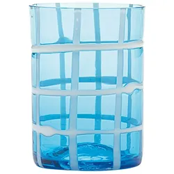 Zafferano Twiddle – Set mit 6 Aquamaringläsern aus geblasenem Glas, 35 cl – handgefertigte Trinkgläser mit weißem Dekor, spülmaschinenfest