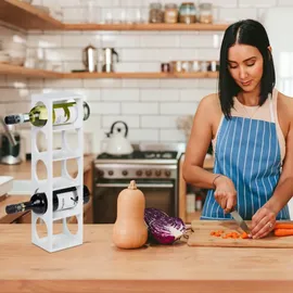 Relaxdays Weinregal 5 Flaschen 53 x 14 x 12 cm Weiß