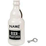 alles-meine.de GmbH große Spardose - Bier - Sparfonds - inkl. Name - mit Schlüssel und Schloss - stabile Sparbüchse - Bierflasche - aus Porzellan/Keramik - Verschluss - 18 cm -..