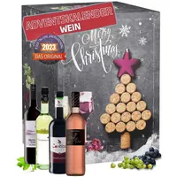 Wein Adventskalender mit 24 außergewöhnlichen Weinsorten aus aller Welt | Geschenk für Erwachsene| neue Rotweine, Weißweine probieren | Weinsel... - Schwarz