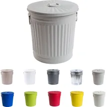 Jinfa Ascheeimer Metall 21,5 cm Höhe 7 l grau