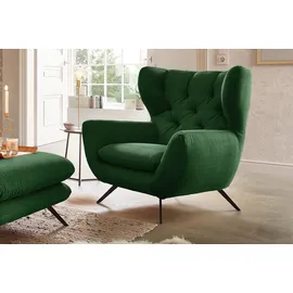KAWOLA Hochlehnsessel CHARME Cord 100 x 106 x 95 cm Smaragd mit Kissen