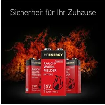 HEITECH PROMOTION GMBH HEITECH Rauchmelder Batterie 9V Block - 4× Alkaline 9V Block Batterien langlebig & auslaufsicher - Blockbatterien für Feuermelder, Bewegungsmelder, Kohlenmonoxid, Warnmelder & Rauchwarnmelder