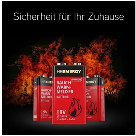 HEITECH PROMOTION GMBH HEITECH Rauchmelder Batterie 9V Block - 4× Alkaline 9V Block Batterien langlebig & auslaufsicher - Blockbatterien für Feuermelder, Bewegungsmelder, Kohlenmonoxid, Warnmelder & Rauchwarnmelder