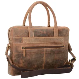 GREENBURRY Vintage Aktentasche Leder 41 cm Laptopfach braun