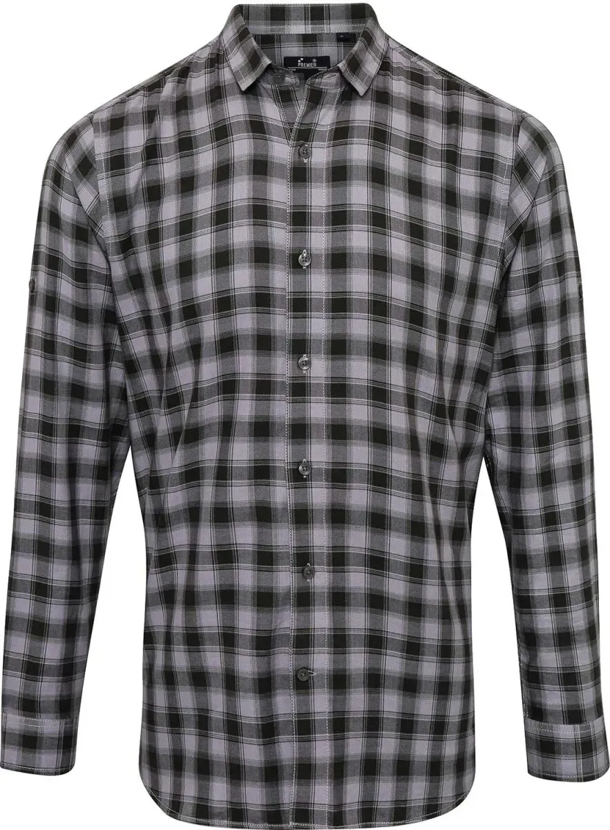 Premier Workwear Herren Popeline Hemd langarm 'Mulligan' PR250 steel/black 3XL