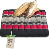 livasia Sitzkissen Stuhlauflage groß - 50x50x6cm - Bodenkissen Indoor/Outdoor, Meditationskissen Yogakissen, Stuhlauflage für Palettenmöbel, Steppkissen für Stuhl und Bank (Schwarz/Rot)