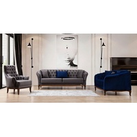 JVmoebel Sofa Chesterfield Graue Sofagarnitur 3+2+1 Sitzer Sofa Sessel Sofas Polster, Made in Europe blau|grau
