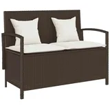 Furnicato Gartenbank Mit Stauraum Und Kissen Braun Poly Rattan