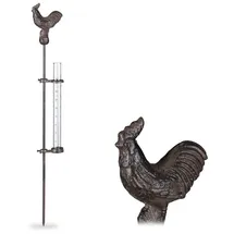 Relaxdays 2 x Regenmesser Hahn, Dunkelbraun,Transparent