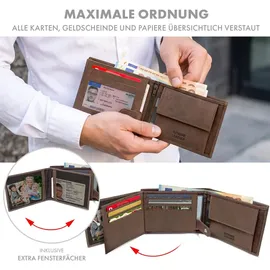 ROYALZ Detroit Geldbörse Herren Leder Geldbörse braun