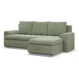 mebligo Ecksofa Grün, 3-Sitzer, L-Form, 230x159 cm, Wohnzimmer, Sofas - Couches, Wohnlandschaften, Ecksofas
