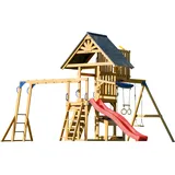 Axi Spielturm Mitch aus Holz mit Doppelschaukel und Rutsche Rot