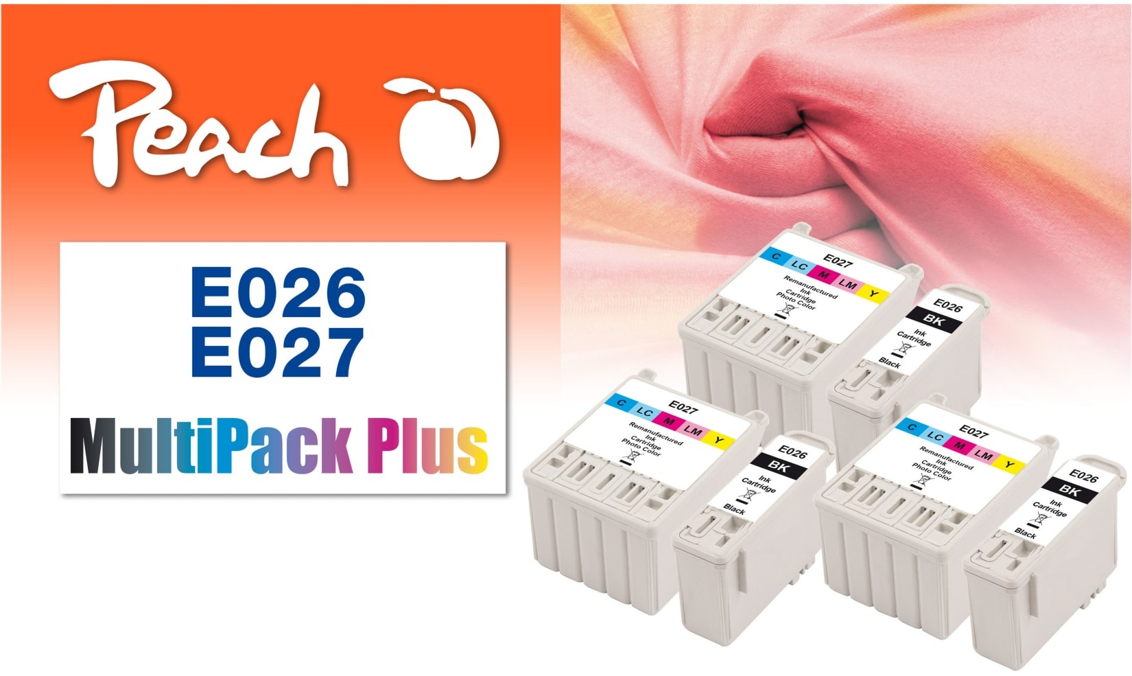 Peach E26  6 Druckerpatronen bk ersetzt Epson T026, T027 für z.B. Epson Stylus Photo 810, Epson Stylus Photo 820, Epson Stylus Photo 830