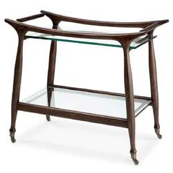 Casa Padrino Luxus Massivholz Servierwagen mit Glasplatten Braun 86 x 50 x H. 75,5 cm - Hotel Restaurant Gastronomie Trolley - Luxus Hotel Restaurant Gastronomie Accessoires - Luxus Möbel