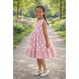 happy girls Sommerkleid HAPPY GIRLS, Mädchen, Gr. 110, N-Gr, rosa (dusty rose), Web, Obermaterial: 100% Baumwolle. Futter: 100% Baumwolle, bedruckt, gepunktet, Basic kniebedeckend, Rundhals, Kleider Sommerkleid, mit Knopfleiste im Rücken