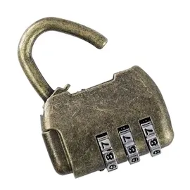 HMF Vintage Deko Zahlenschloss Vorhängeschloss, 3-Stellig, Gold