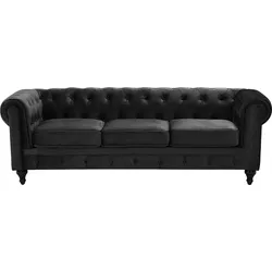 3-Sitzer Sofa Samtstoff schwarz CHESTERFIELD