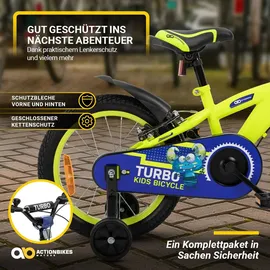 ACTIONBIKES MOTORS Actionbikes Kinderfahrrad Turbo 16 Zoll Stützräder, V-Brake-Bremsen, Lenker-/Kettenschutz, Klingel
