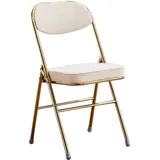 QMBHOZ Retro Skandinavisch Gepolsterter Klappstuhl, Bequemer Cord Klappstuhl, Ergonomischer Design Ereignisstuhl, Fürs Büro (Color : Beige White, S : 46 * 42 * 80cm)