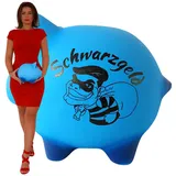 Sparschwein groß XXL aus Keramik Personalisierte mit Namen ohne öffnung für Mädchen und Jungen für Kinder und Erwachsene Kindersparschwein Spardose handgemalt (Blau)