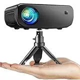 Projektor, ELEPHAS 2025 WiFi, Mini-Projektor, Full-HD, 1080P, 15000 Lux, tragbar, kompatibel mit iOS/Android/Smartphone/Tablet/PC/TV-Stick/USB (Stativ inklusive)