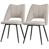 ML-Design Esszimmerstühle 2er Set Beige, aus Stoffbezug mit Rückenlehne